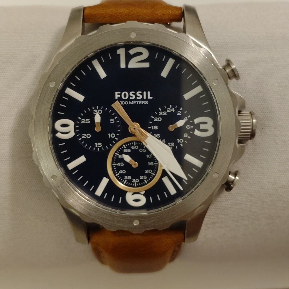 Fossil JR1504 Nate Navy Blue Dial Chronograph Men's Watch